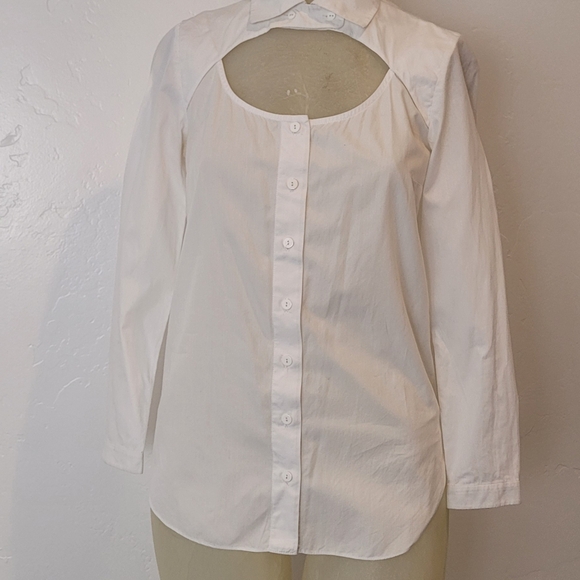 CARVEN Cutout-Front Poplin Blouse - Picture 4 of 7